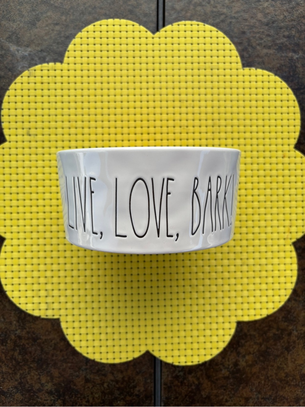Rae Dunn “Live, Love, Bark" Ceramic Dog Bowl